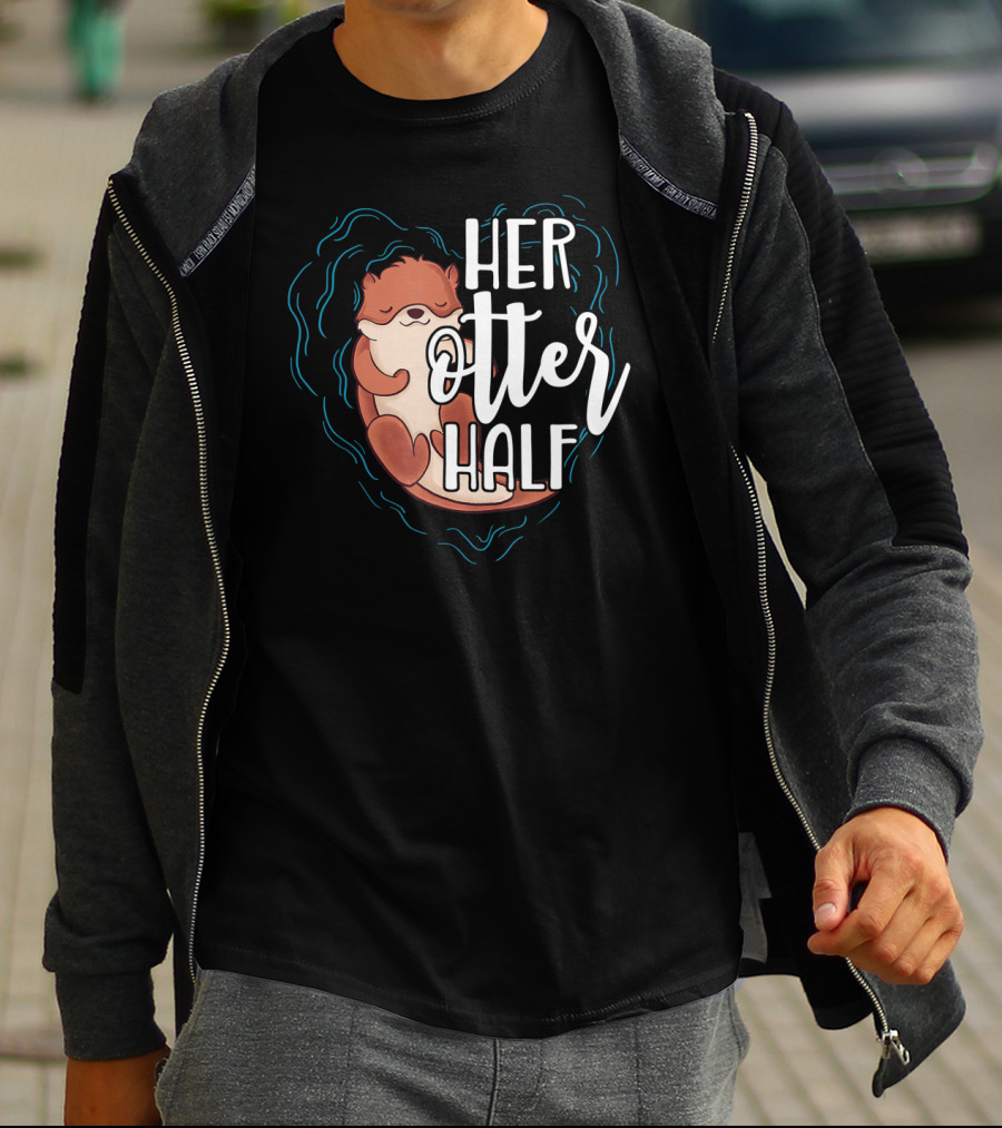 Her Otter Half Cute Romantic Pun With Sleeping Otter T-Shirt