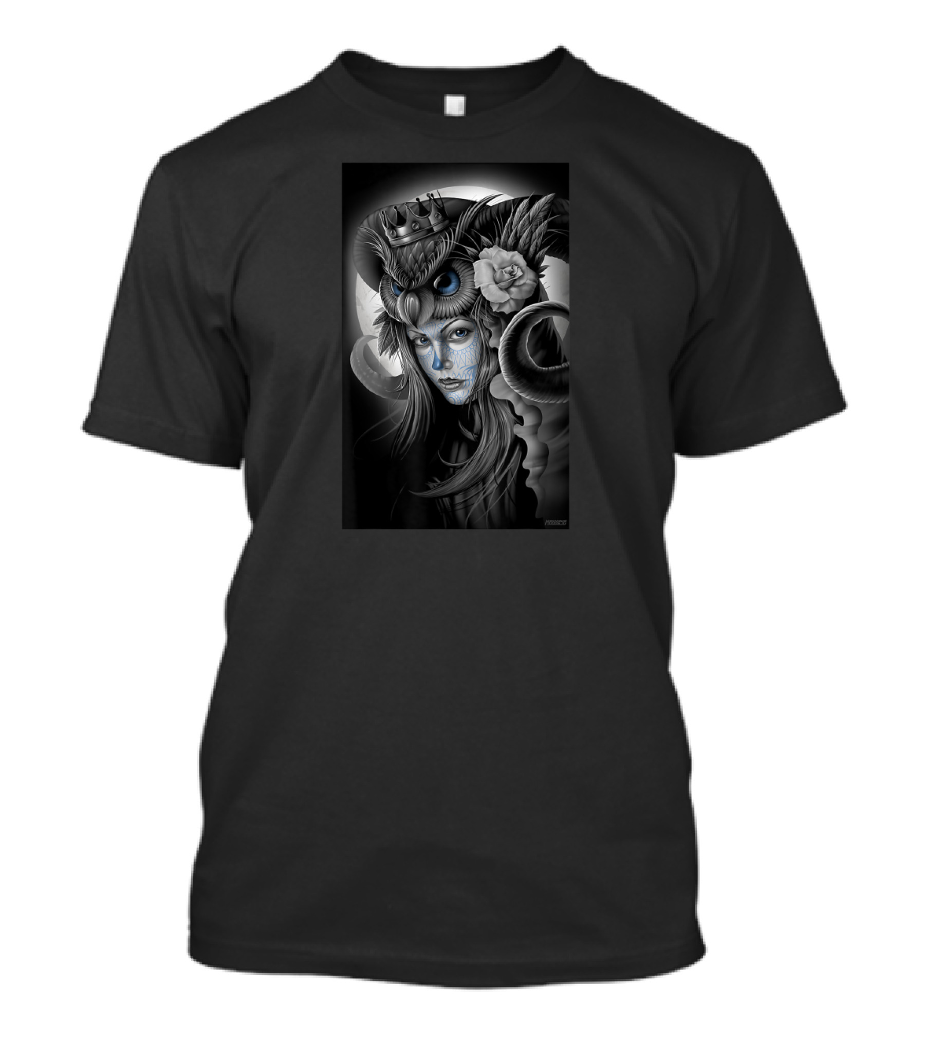 MAXX242 Owl Queen Masked Woman With Crown And Rose T-Shirt