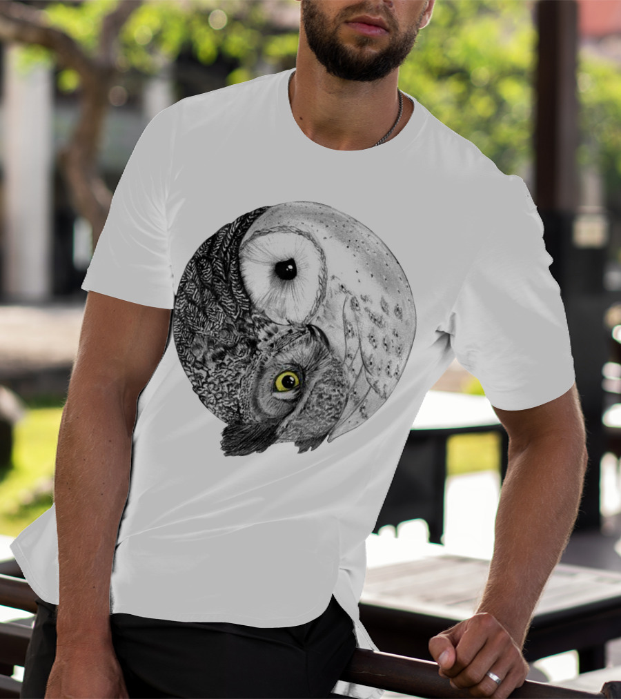 Yin Yang Black And White Owl T-Shirt