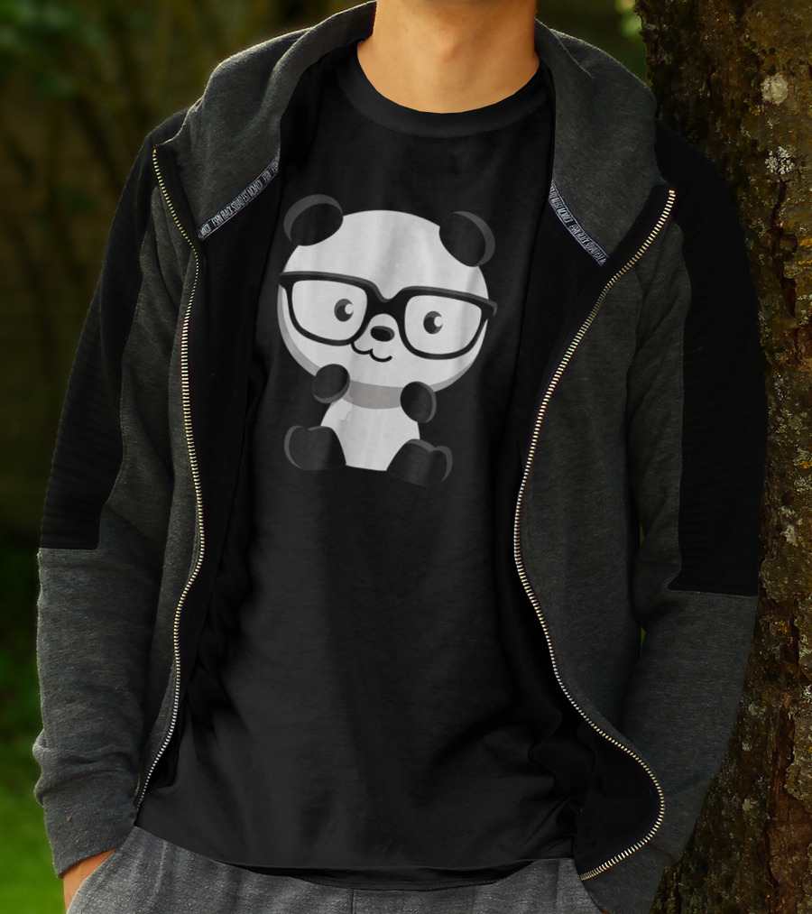 Cute Little Panda Bear Nerd Glasses T-Shirt