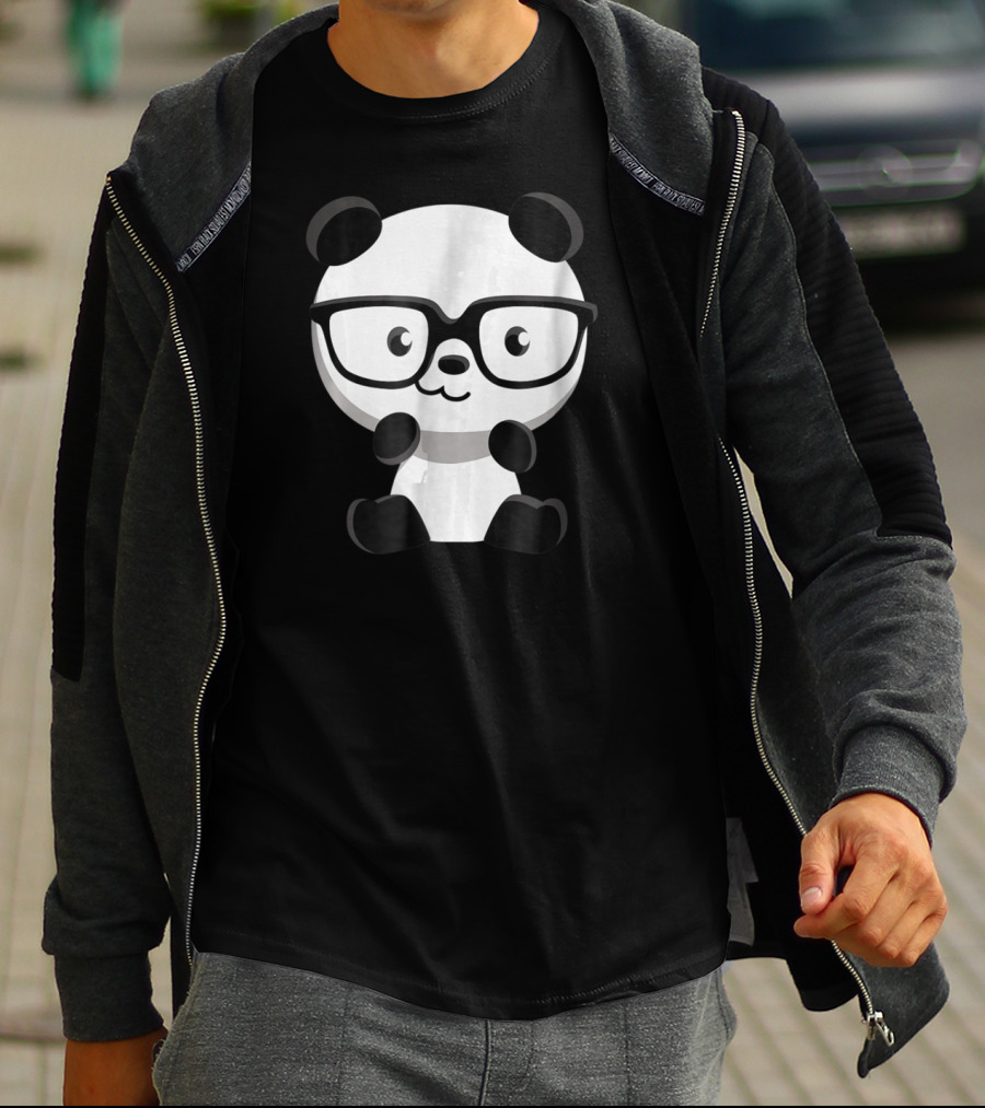 Cute Little Panda Bear Nerd Glasses T-Shirt