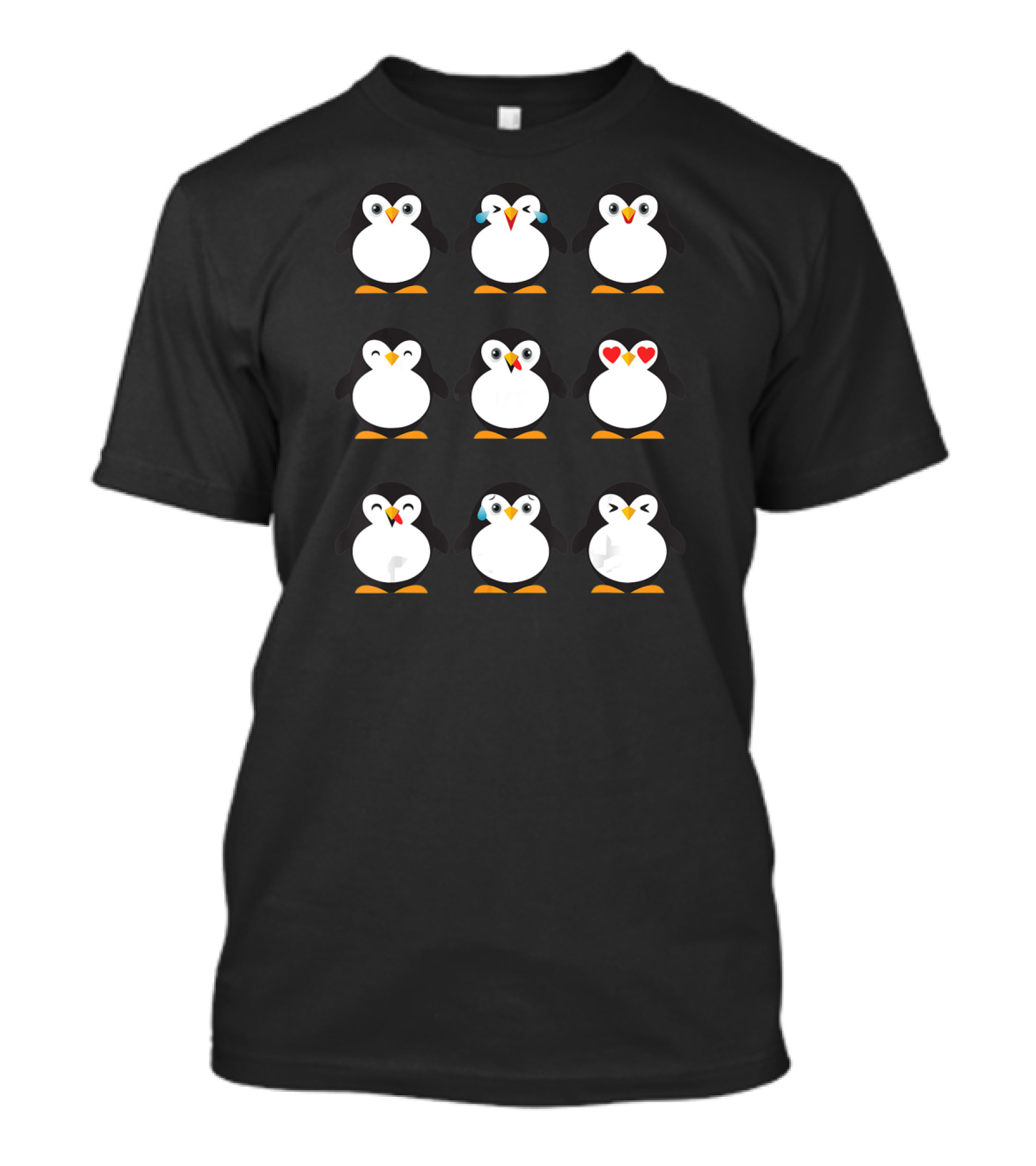 Penguin Emojis Expressive Cute Flightless Birds With Hearts And Tears T-Shirt
