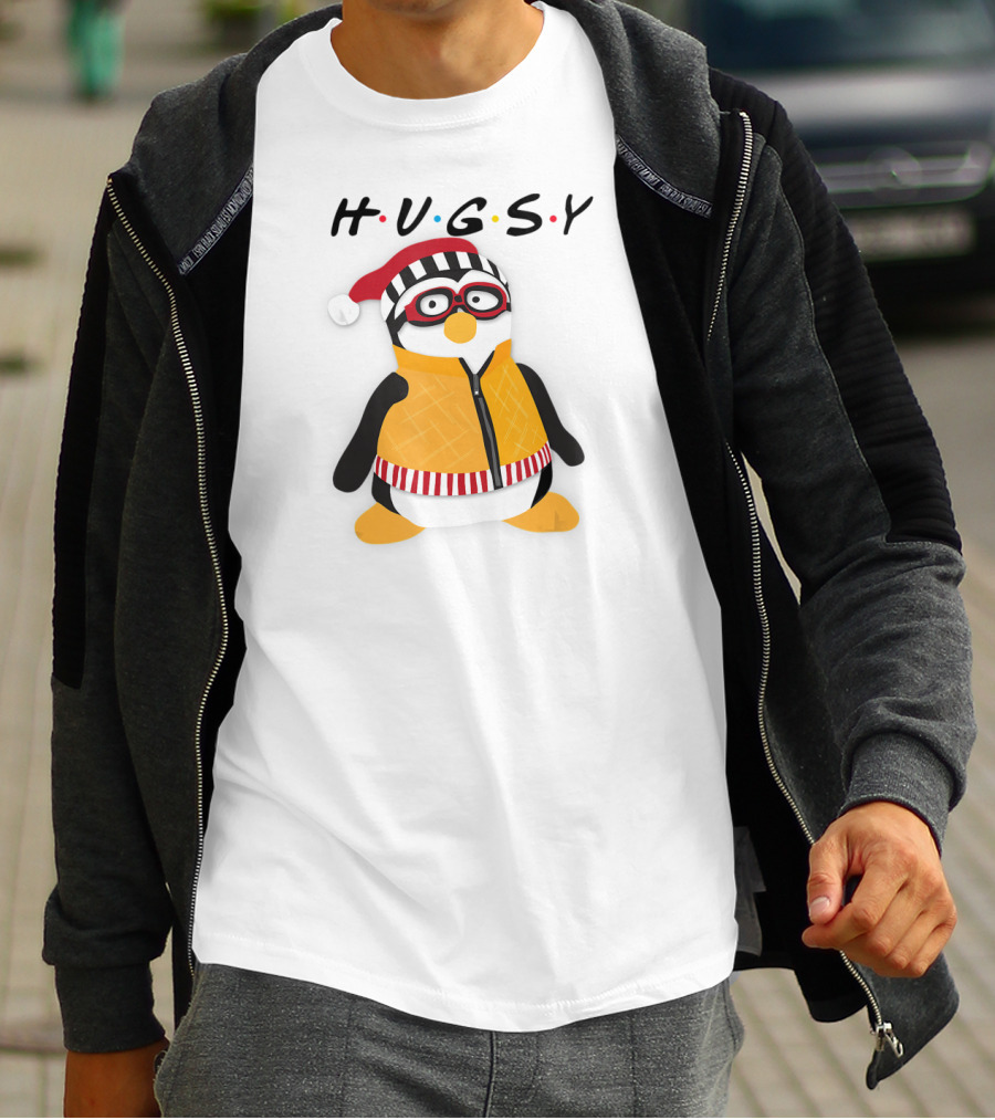 Hugsy Penguin With Santa Hat And Glasses T-Shirt