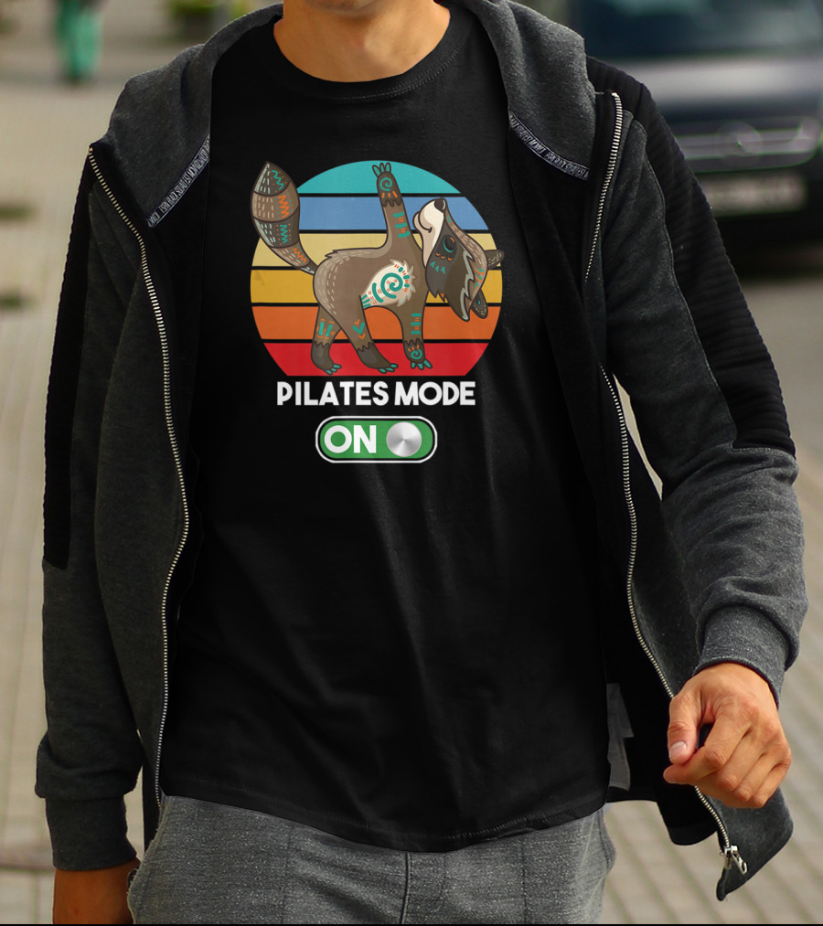 Pilates Mode On Cute Zen Raccoon Mandala Peace Mindfulness Yoga T-Shirt