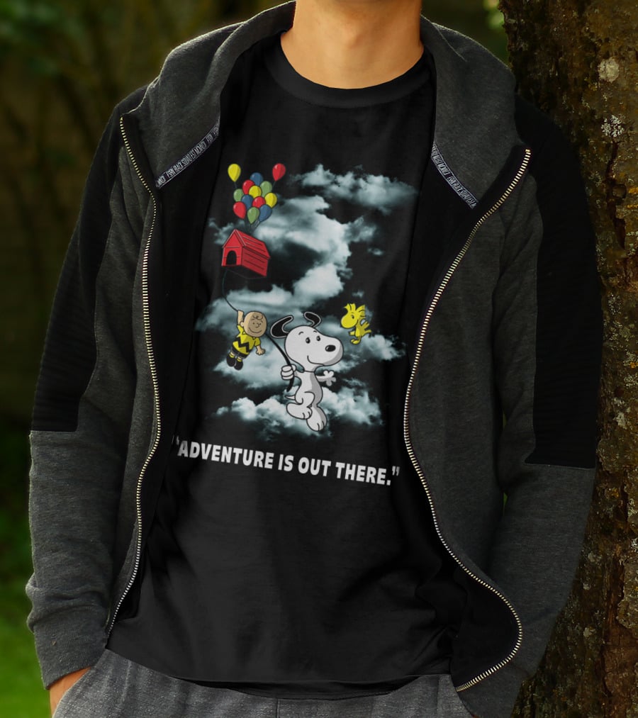 Adventure Is Out There Charlie Brown Snoopy Woodstock Balloons Peanuts T-Shirt