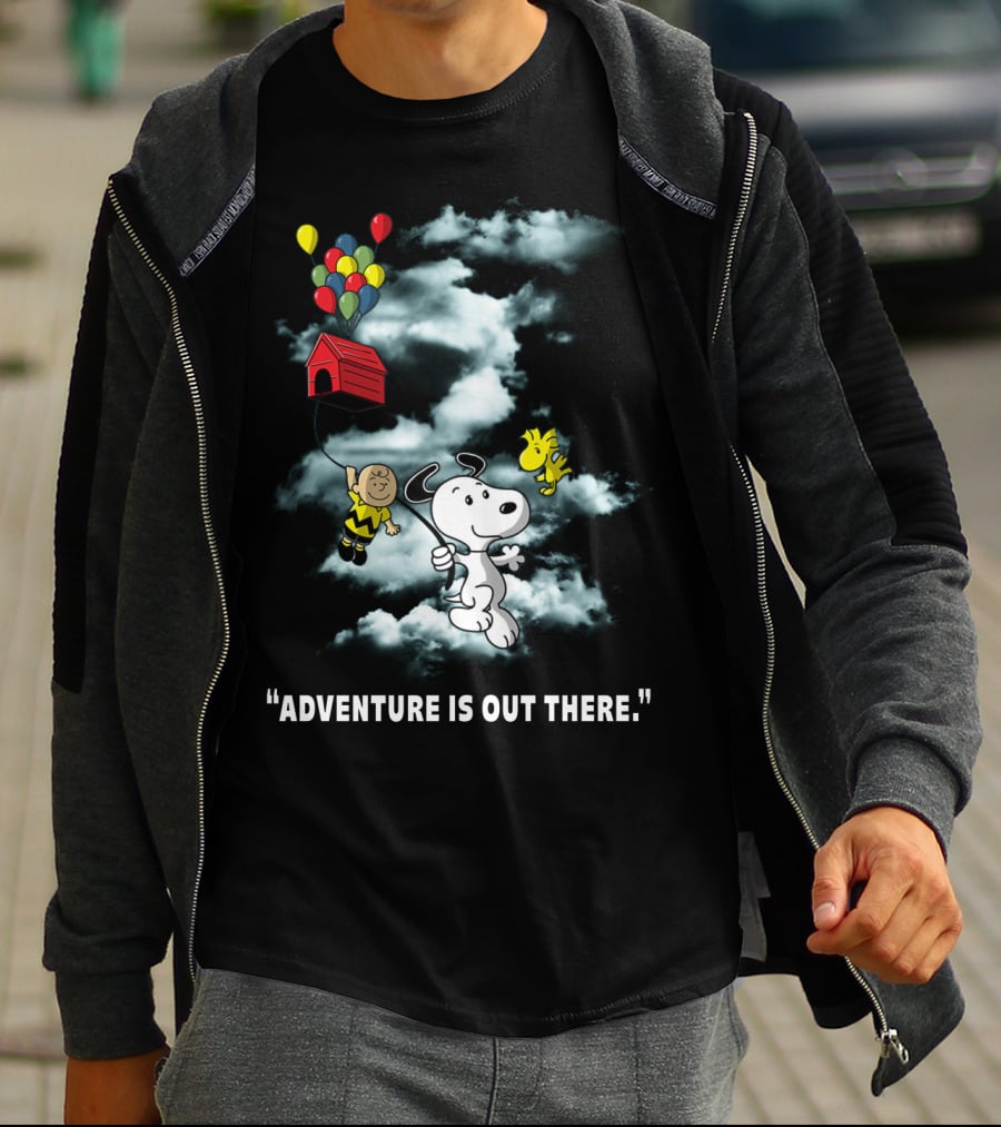 Adventure Is Out There Charlie Brown Snoopy Woodstock Balloons Peanuts T-Shirt
