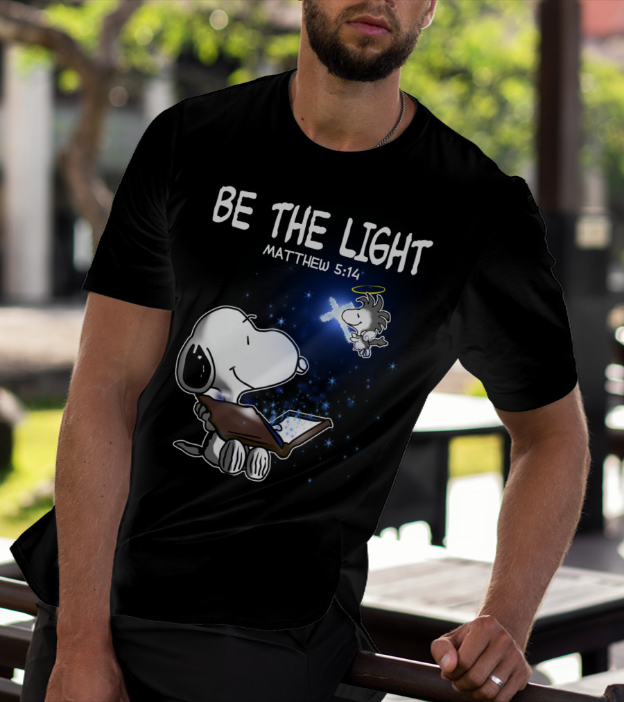 Be The Light Matthew 5:14 Snoopy The Peanuts Movie Woodstock Angel T-Shirt