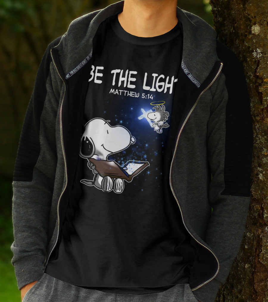 Be The Light Matthew 5:14 Snoopy The Peanuts Movie Woodstock Angel T-Shirt