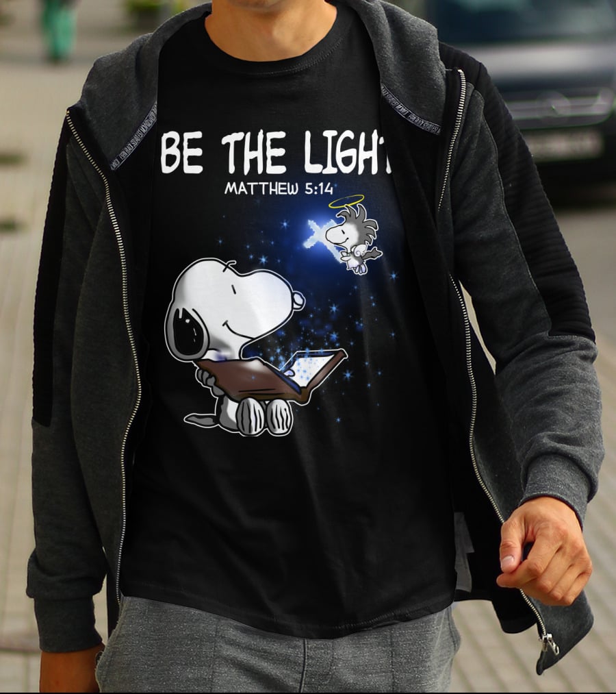 Be The Light Matthew 5:14 Snoopy The Peanuts Movie Woodstock Angel T-Shirt
