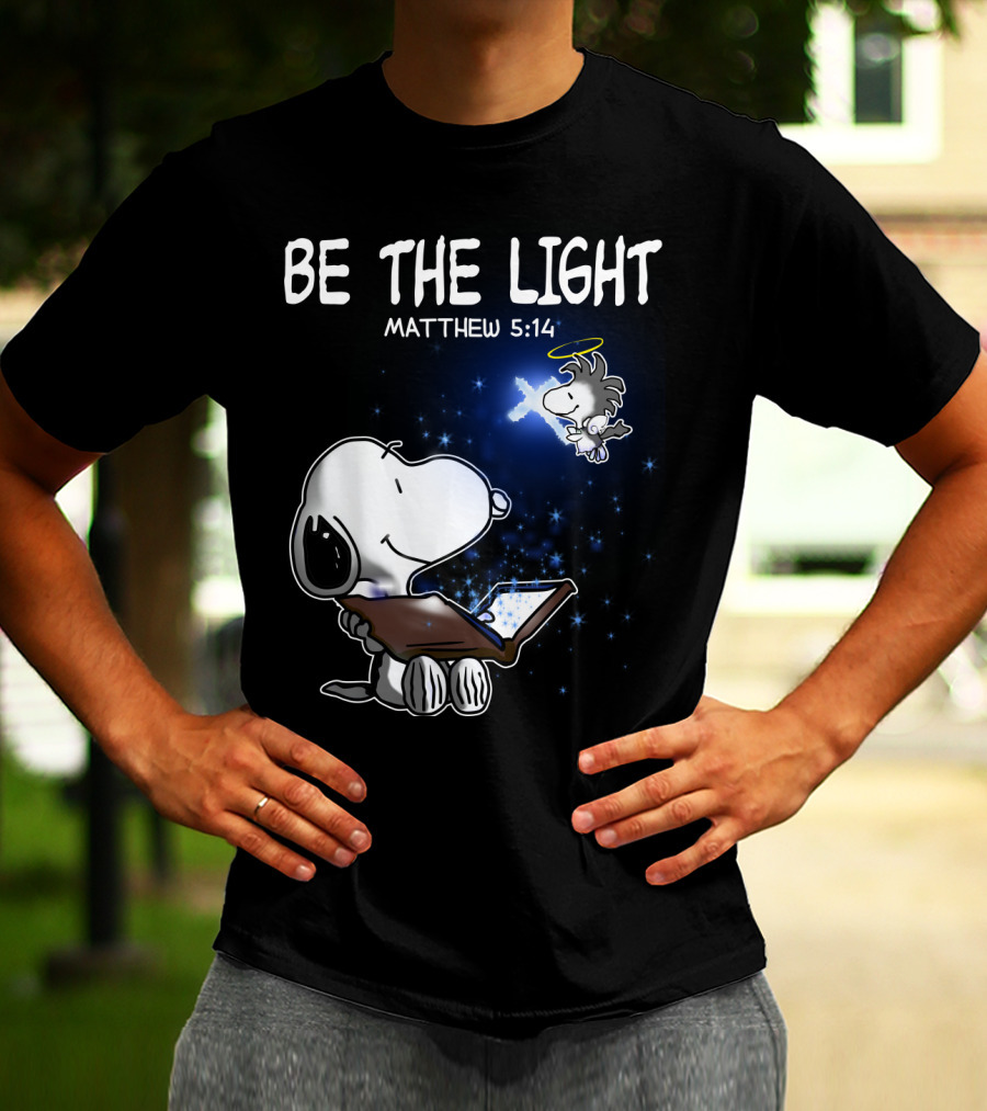 Be The Light Matthew 5:14 Snoopy The Peanuts Movie Woodstock Angel T-Shirt