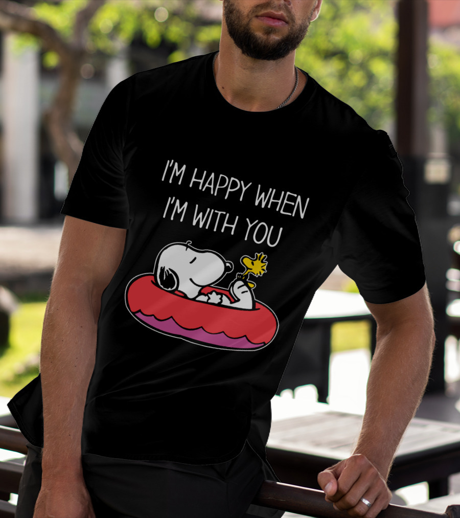 I'm Happy When I'm With You Snoopy And Woodstock Peanuts Float T-Shirt