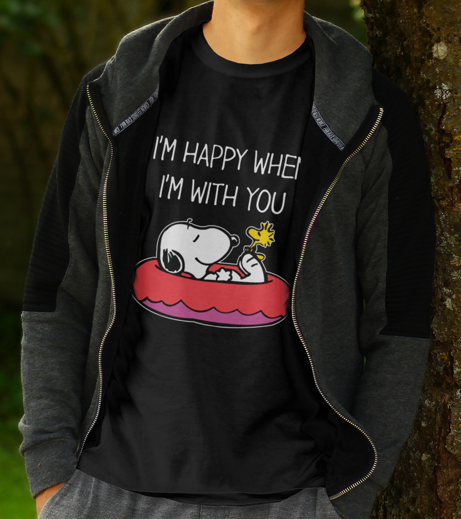 I'm Happy When I'm With You Snoopy And Woodstock Peanuts Float T-Shirt