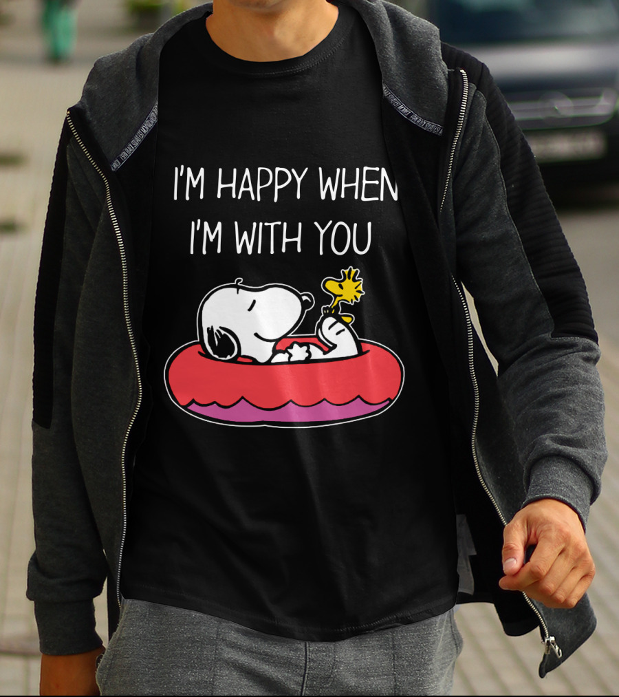 I'm Happy When I'm With You Snoopy And Woodstock Peanuts Float T-Shirt