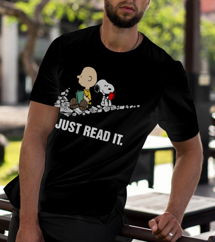 Just Read It Snoopy And Charlie Brown Peanuts Swoosh Books T-Shirt