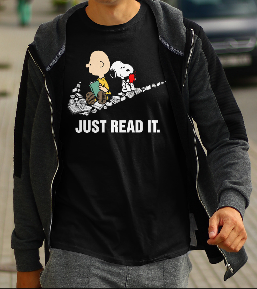 Just Read It Snoopy And Charlie Brown Peanuts Swoosh Books T-Shirt