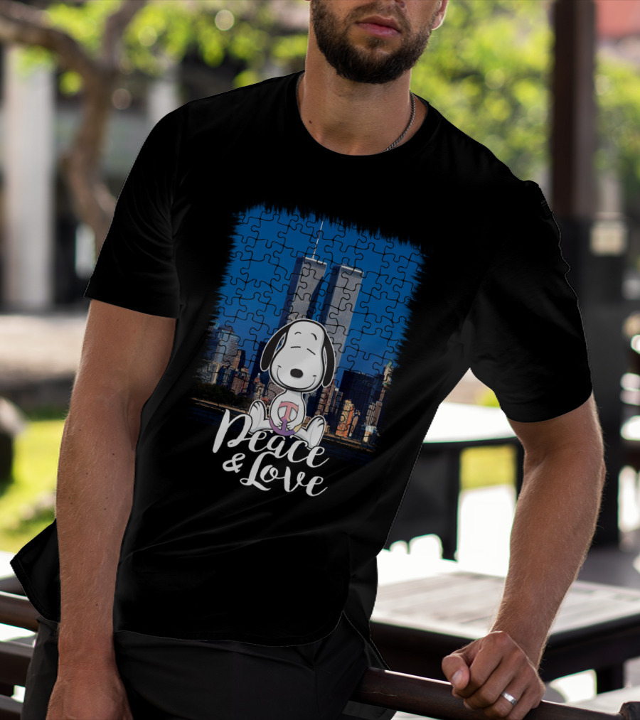 Peace And Love Snoopy 11th September The Peanuts Movie Twin Towers T-Shirt
