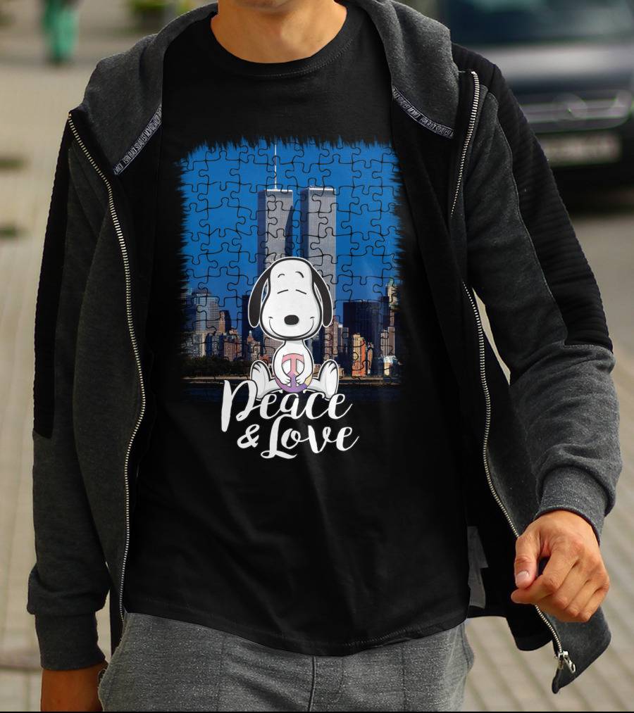 Peace And Love Snoopy 11th September The Peanuts Movie Twin Towers T-Shirt