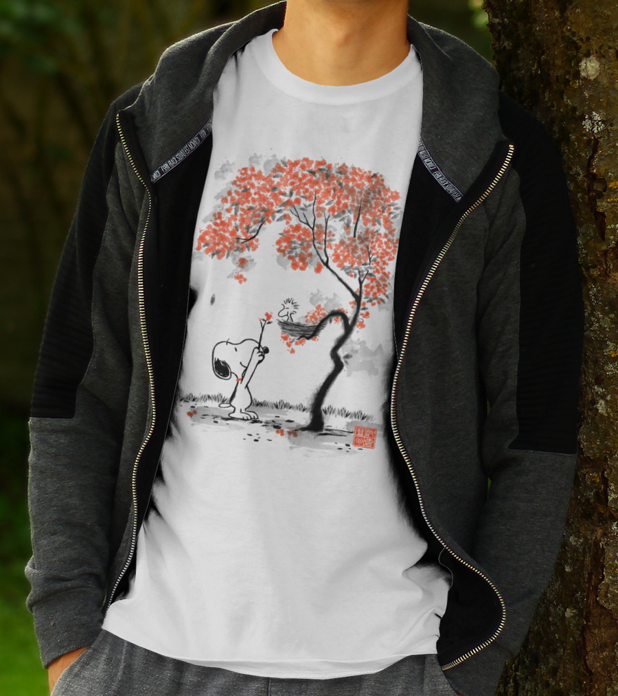 Snoopy Sumi E Tree Japanese Style The Peanuts Movie T-Shirt