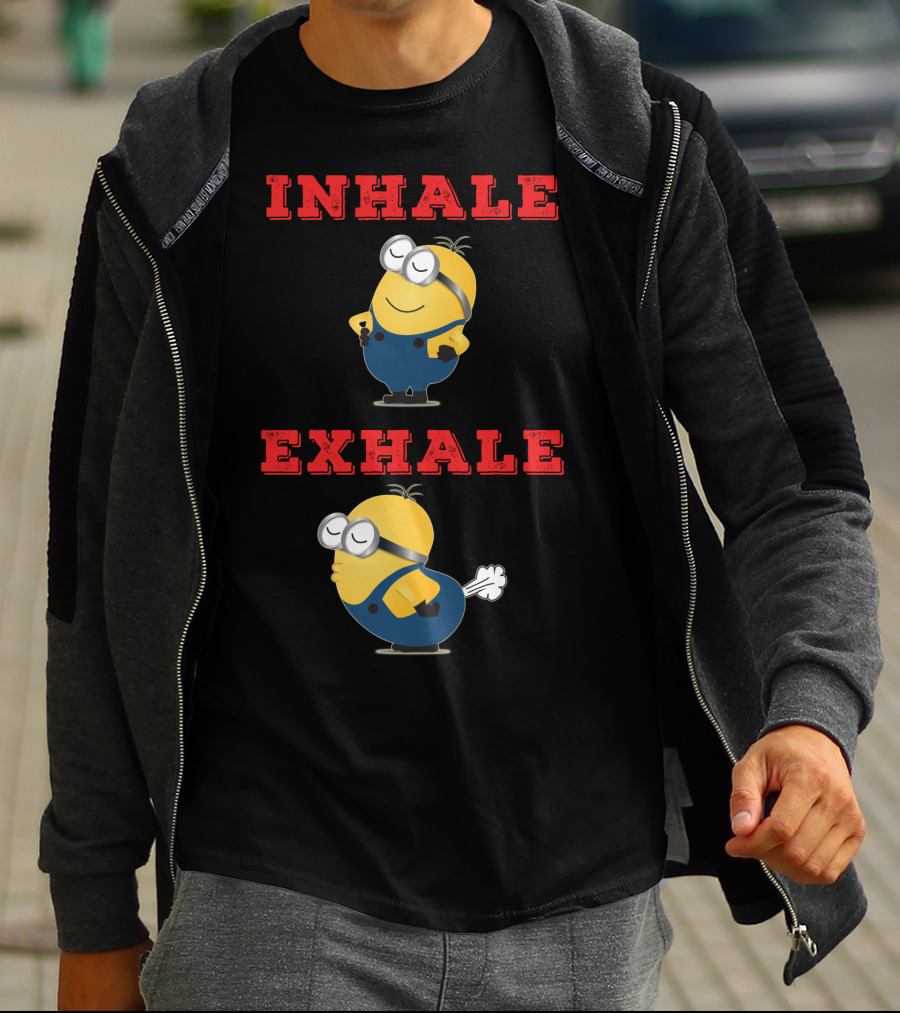 Minions Inhale Exhale Yoga Humor Despicable Me T-Shirt