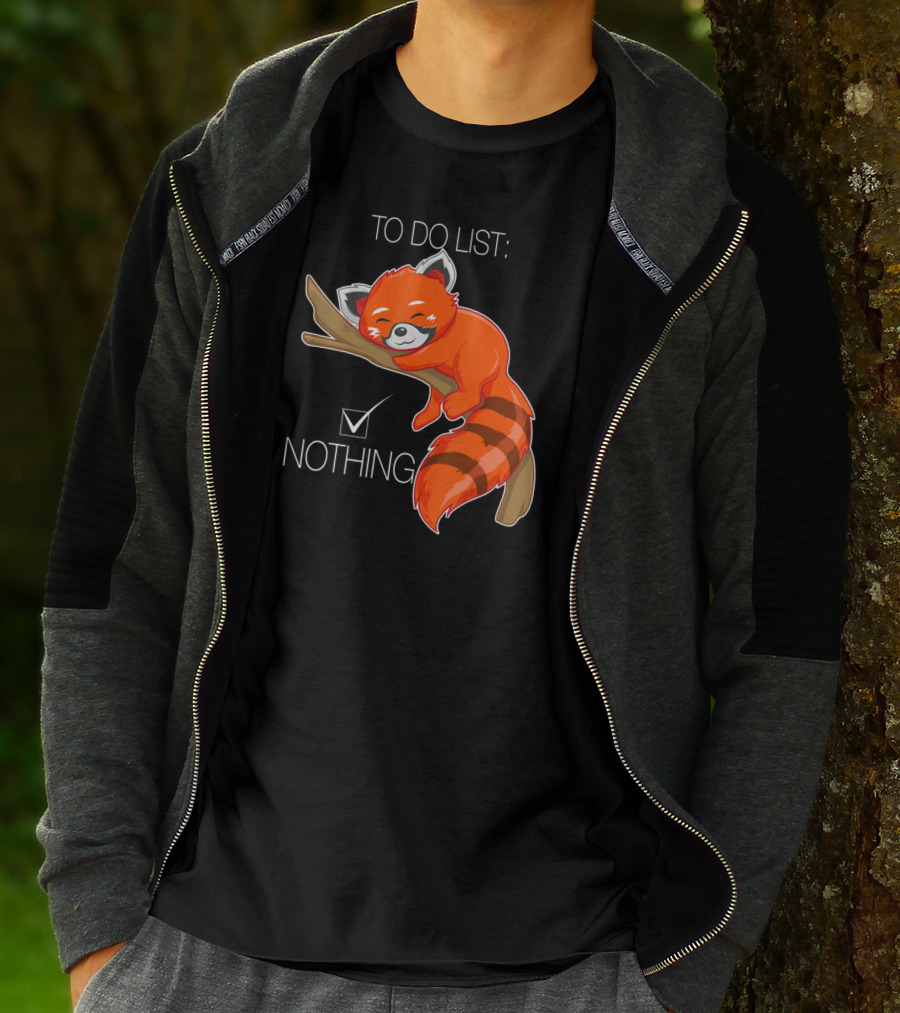 Red Panda To Do List Nothing Sleep Lazy Day T-Shirt