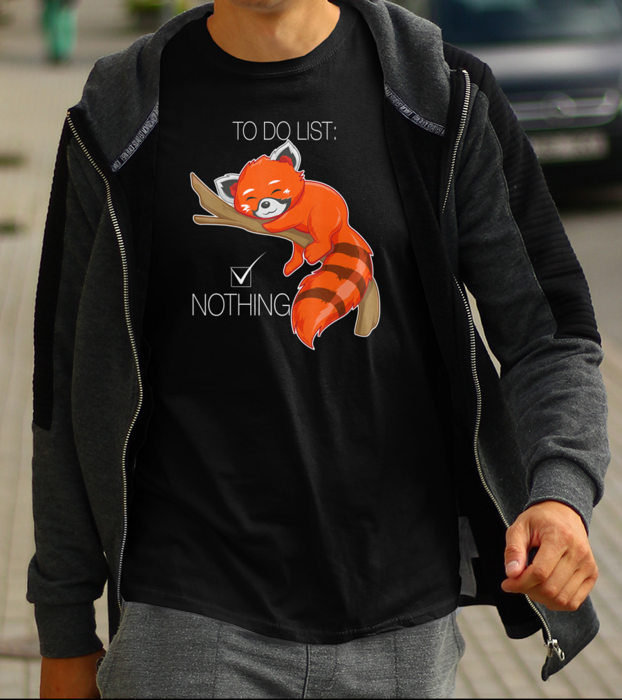Red Panda To Do List Nothing Sleep Lazy Day T-Shirt