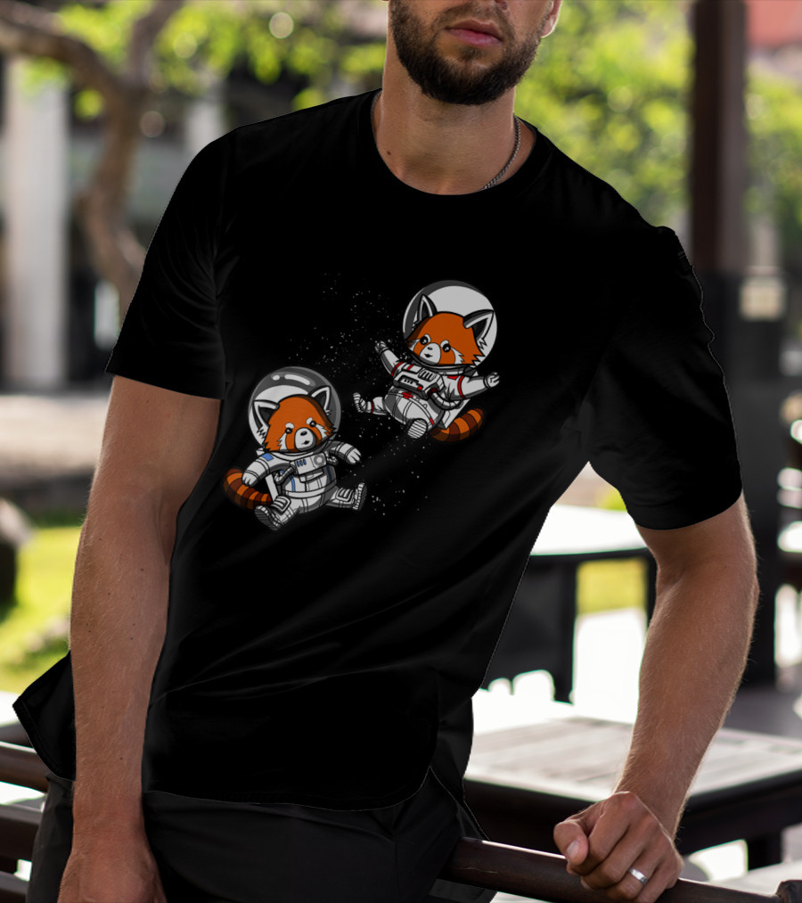 Red Panda Space Astronauts Cosmic Adventure T-Shirt