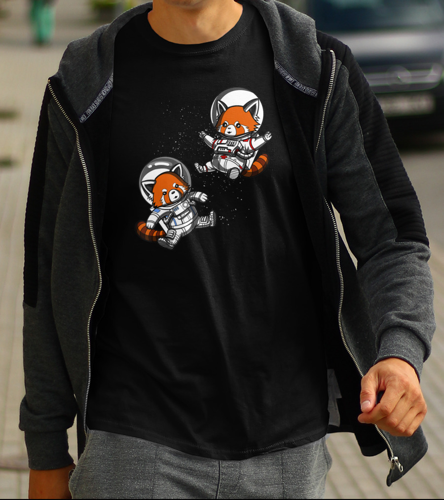 Red Panda Space Astronauts Cosmic Adventure T-Shirt