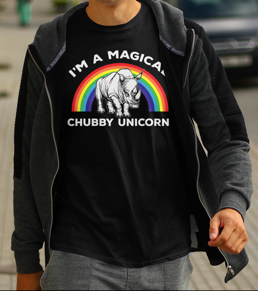 Magical Chubby Unicorn Rainbow Rhino T-Shirt