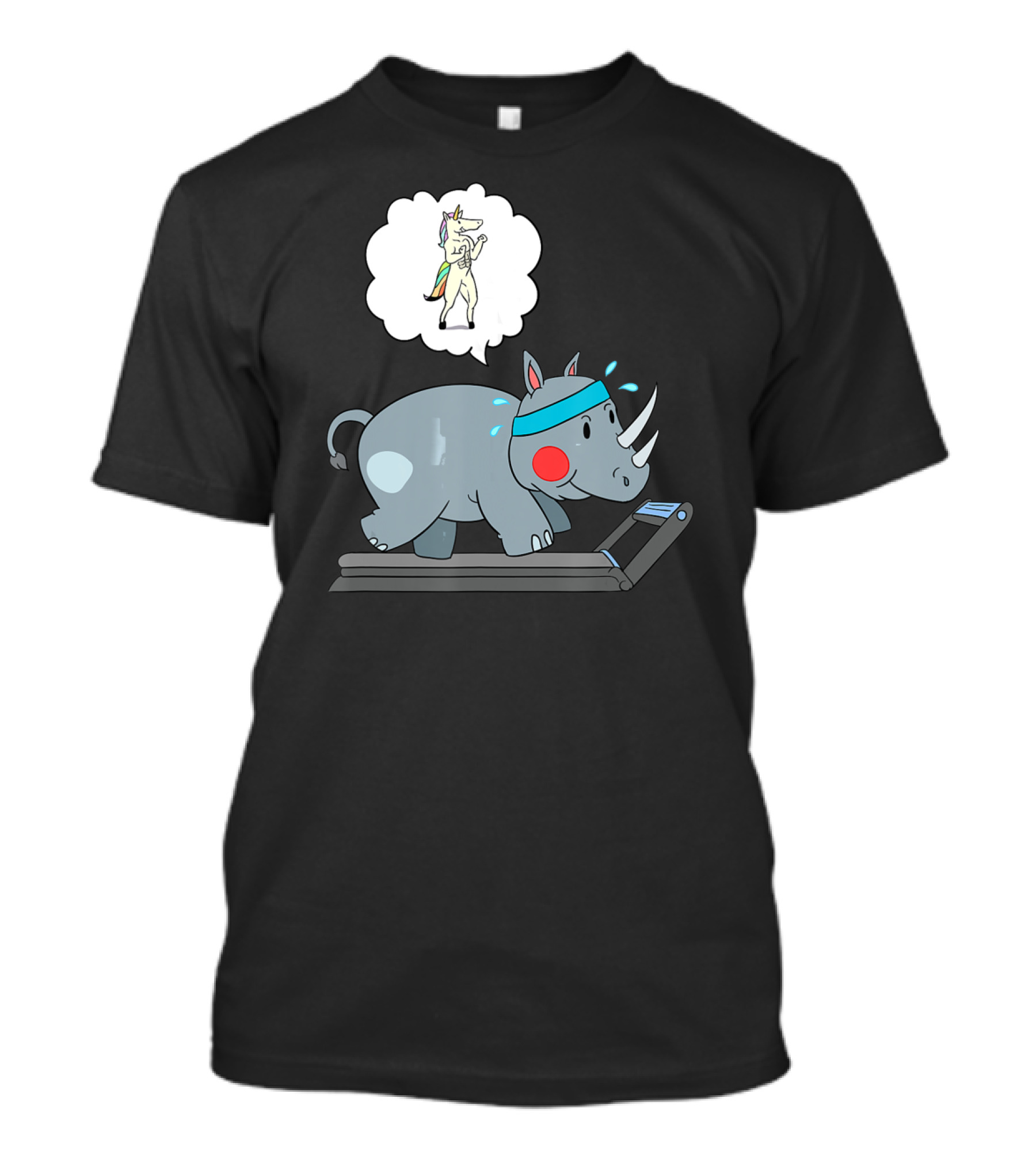 Rhino Running Cardio Unicorn Dream Funny Fitness T-Shirt