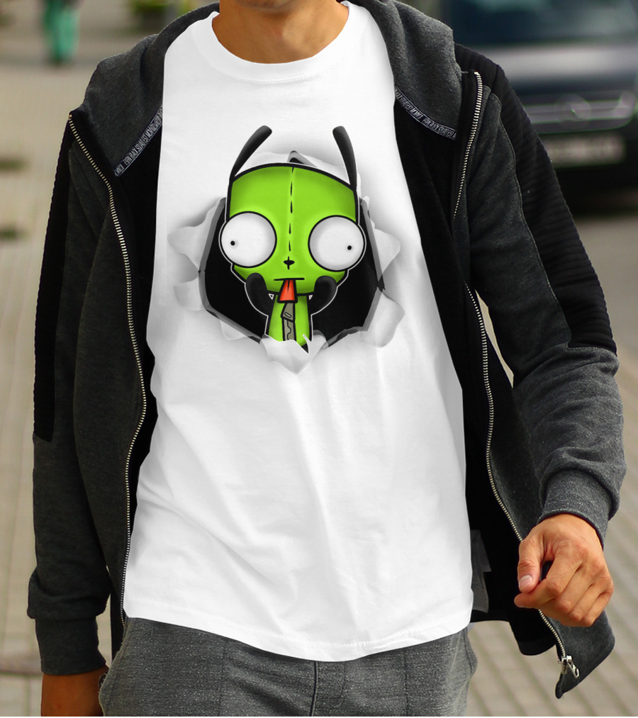 Invader Zim Gir 3D Hole Robot Face T-Shirt