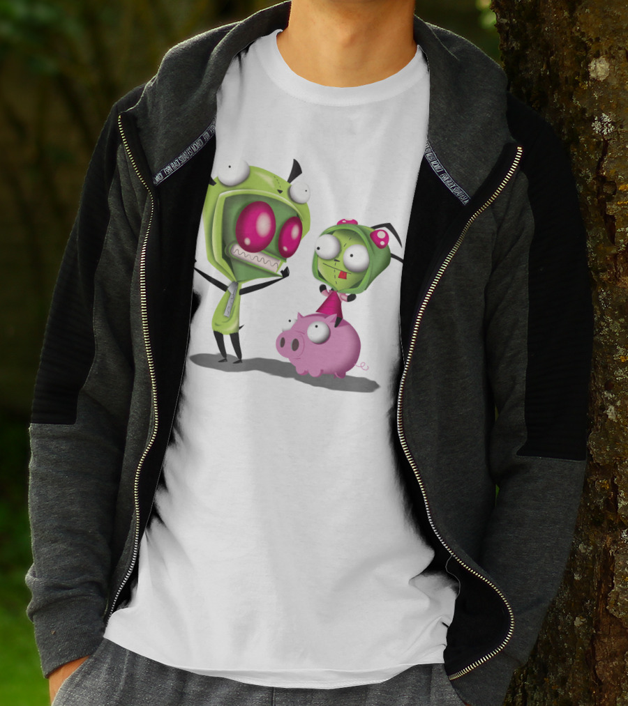 Cosplay Invader Zim Gir Halloween Characters On Pig T-Shirt