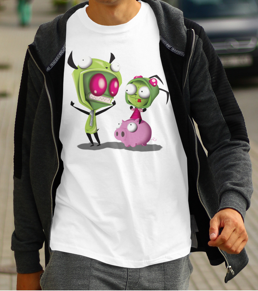 Cosplay Invader Zim Gir Halloween Characters On Pig T-Shirt