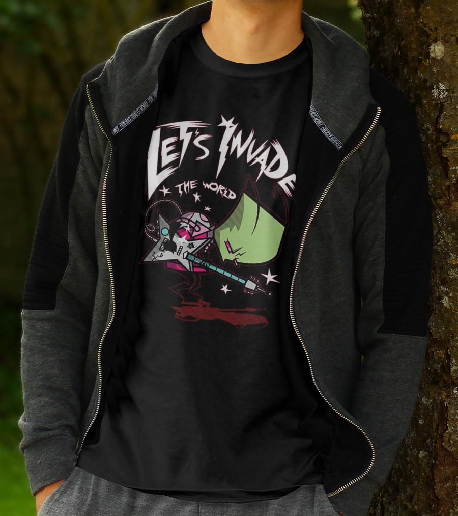 Let's Invade The World Rock Star Guitarist Gir Invader Zim T-Shirt