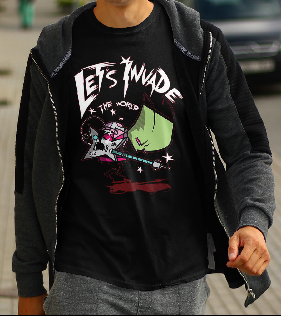 Let's Invade The World Rock Star Guitarist Gir Invader Zim T-Shirt