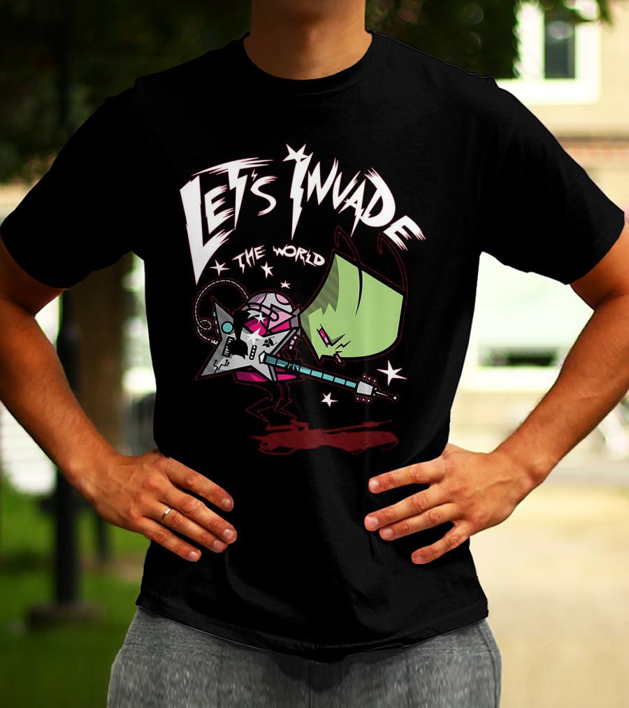 Let's Invade The World Rock Star Guitarist Gir Invader Zim T-Shirt
