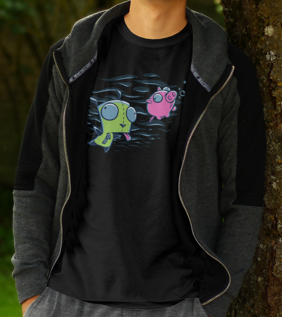 Girvana Gir Invader Zim Underwater Adventure With Pig T-Shirt
