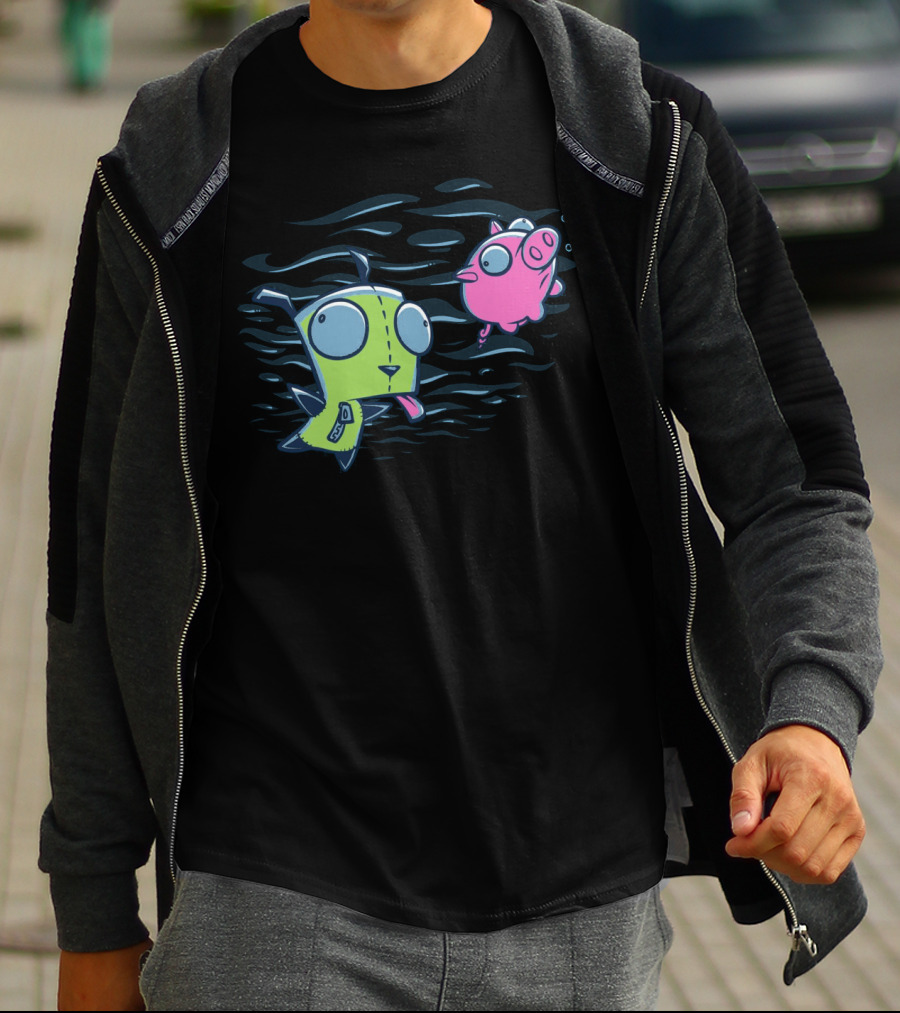 Girvana Gir Invader Zim Underwater Adventure With Pig T-Shirt