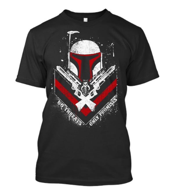 No Threats Only Promises Boba Fett Star Wars Helmet With Blasters T-Shirt