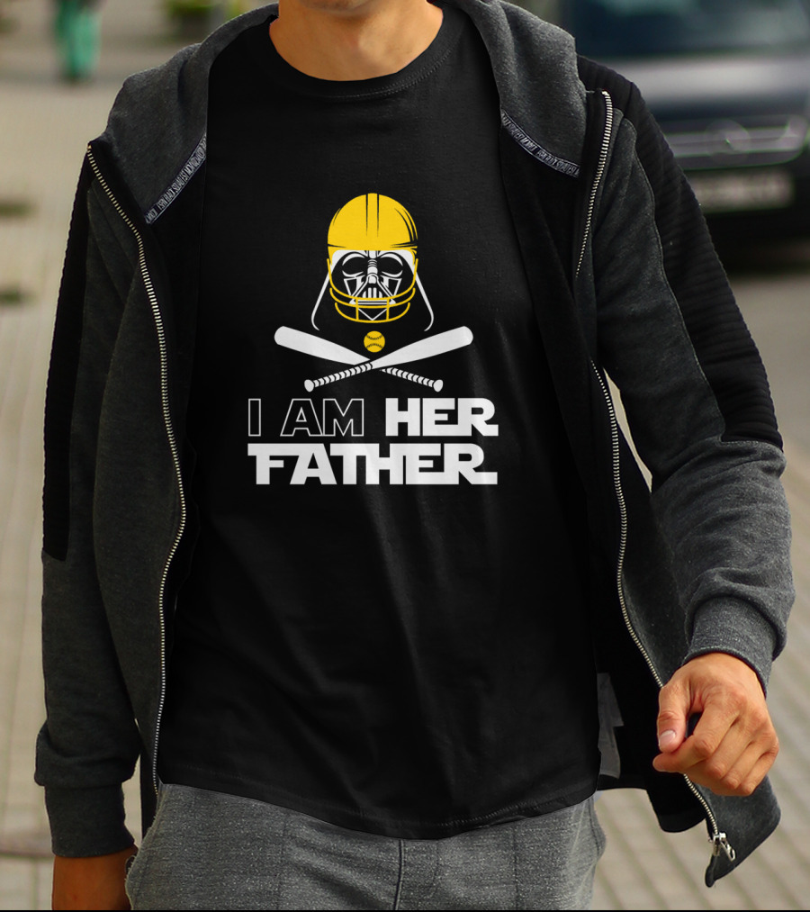 I Am Her Father Darth Vader Baseball Helmet Crossed Bats T-Shirt