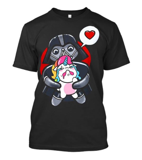 Hug Crying Unicorn Darth Vader Heart Speech Bubble Star Wars T-Shirt