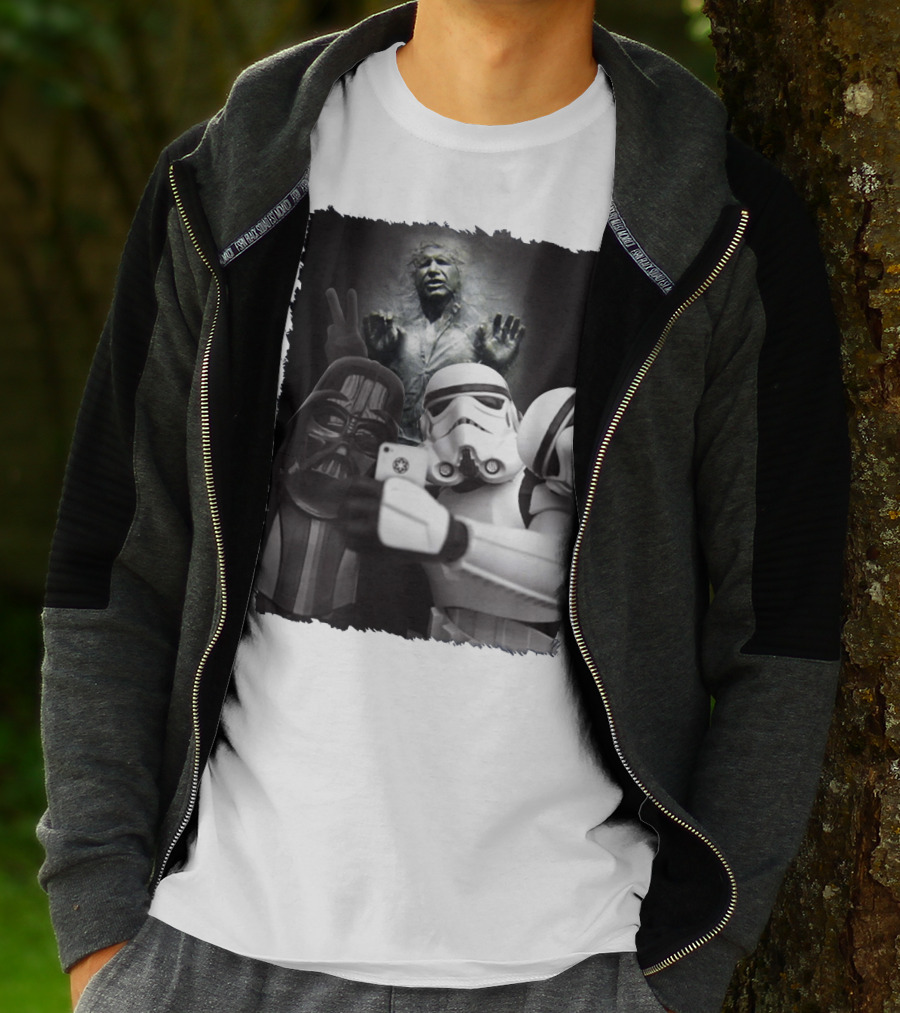 Selfie Together Darth Vader Stormtroopers Han Solo Frozen Star Wars T-Shirt