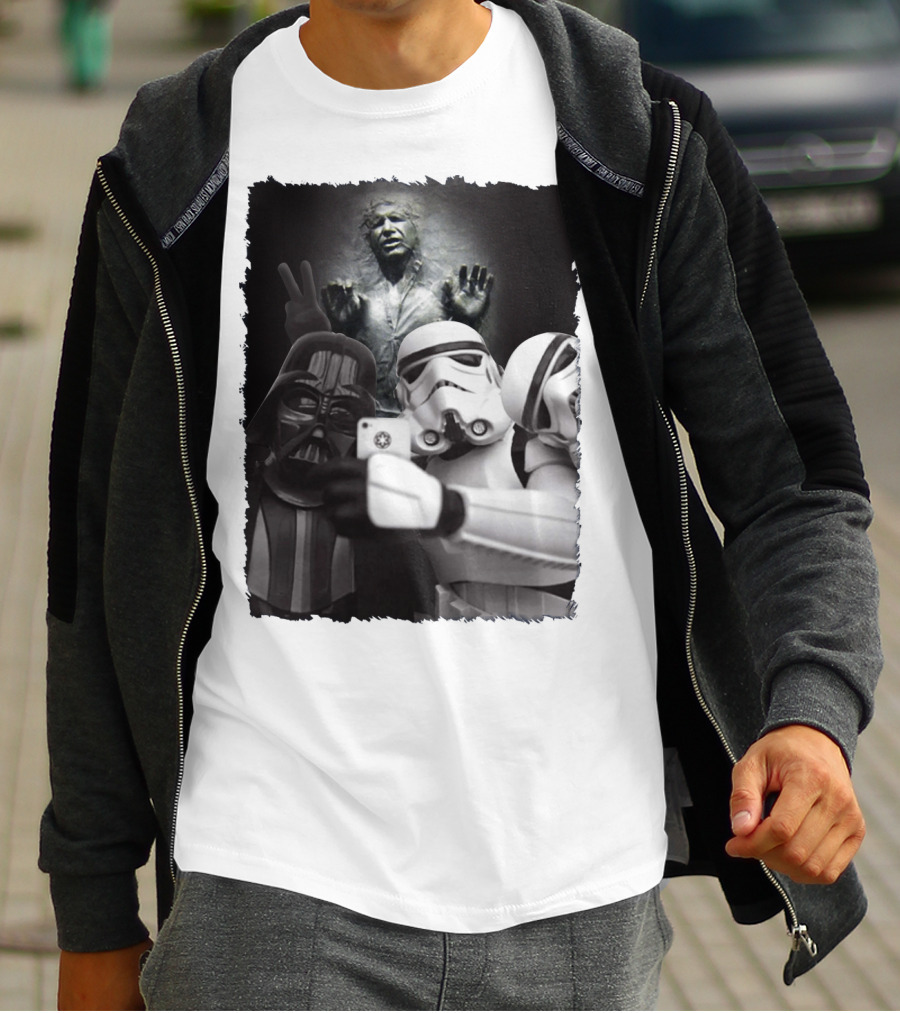 Selfie Together Darth Vader Stormtroopers Han Solo Frozen Star Wars T-Shirt