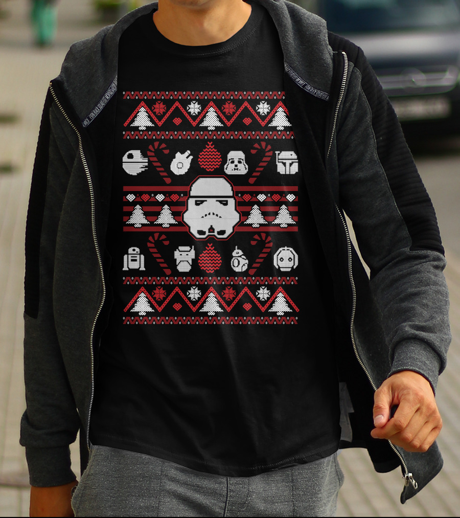Star Wars Stormtrooper Christmas Night Darth Vader Knit T-Shirt