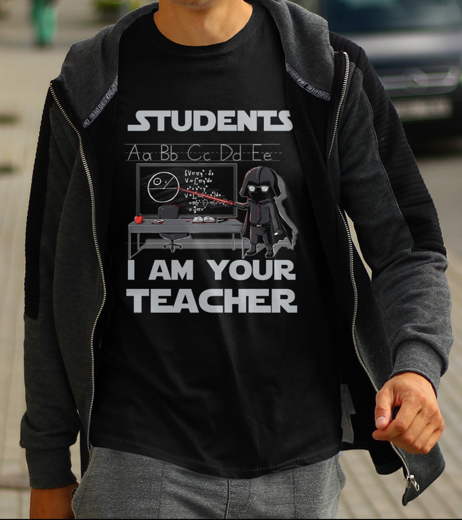 Students I Am Your Teacher Darth Vader Star Wars Classroom Chalkboard Equation T-Shirt