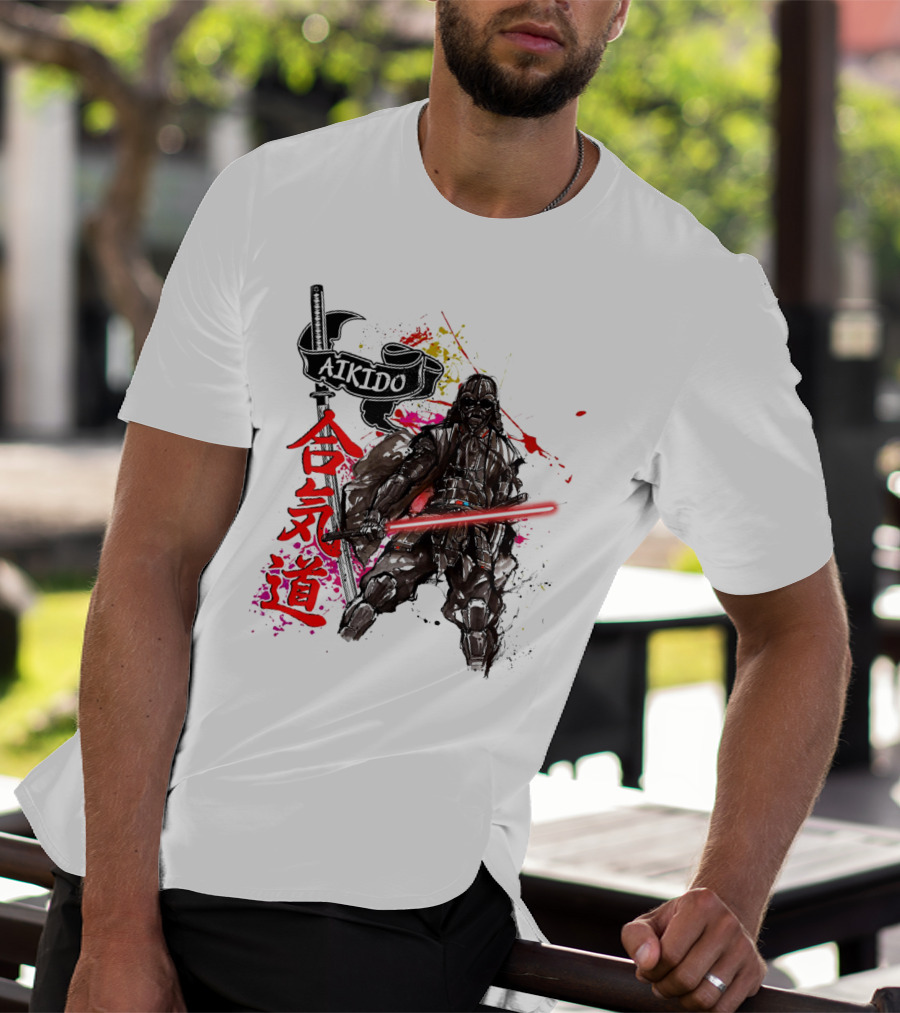 Aikido Samurai Darth Vader Star Wars Lightsaber Fusion T-Shirt