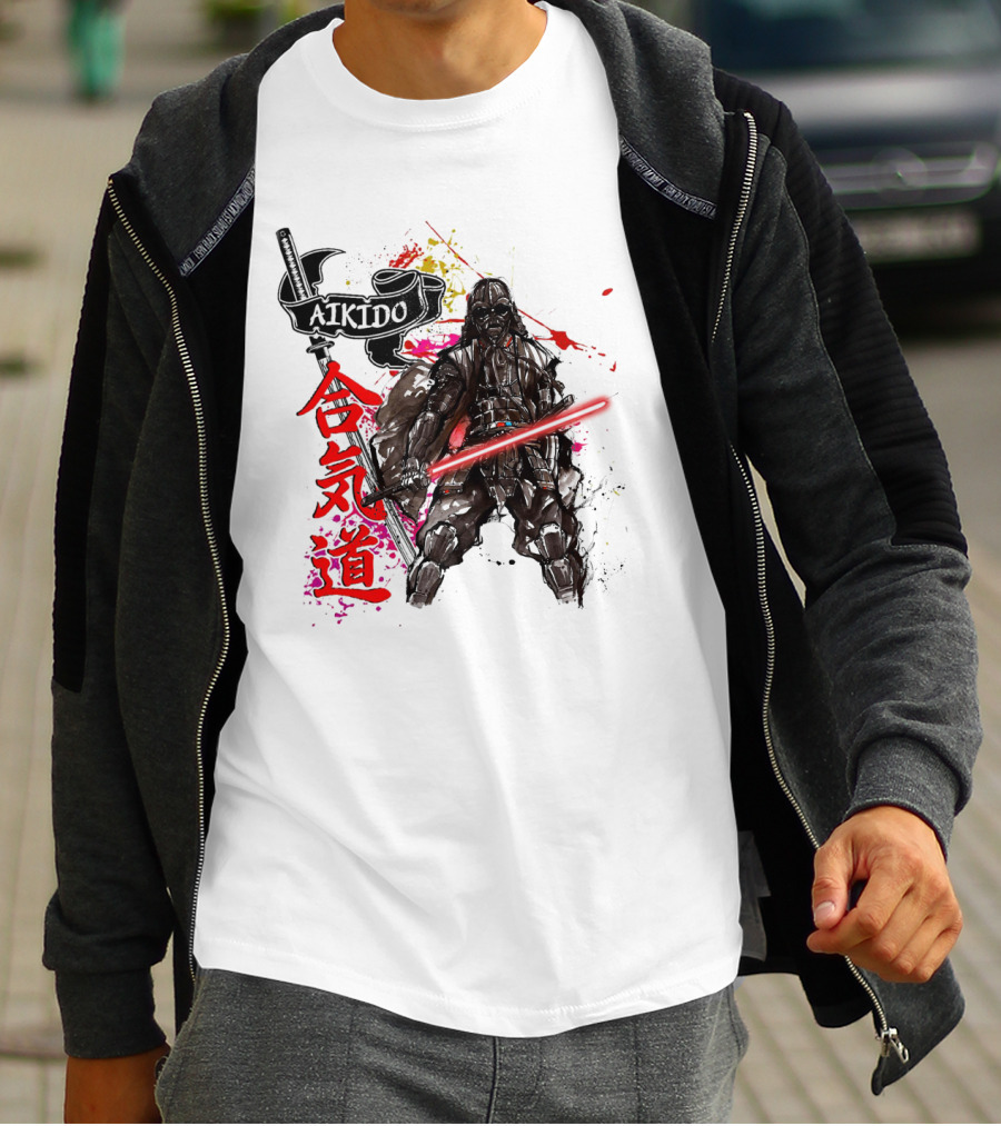 Aikido Samurai Darth Vader Star Wars Lightsaber Fusion T-Shirt
