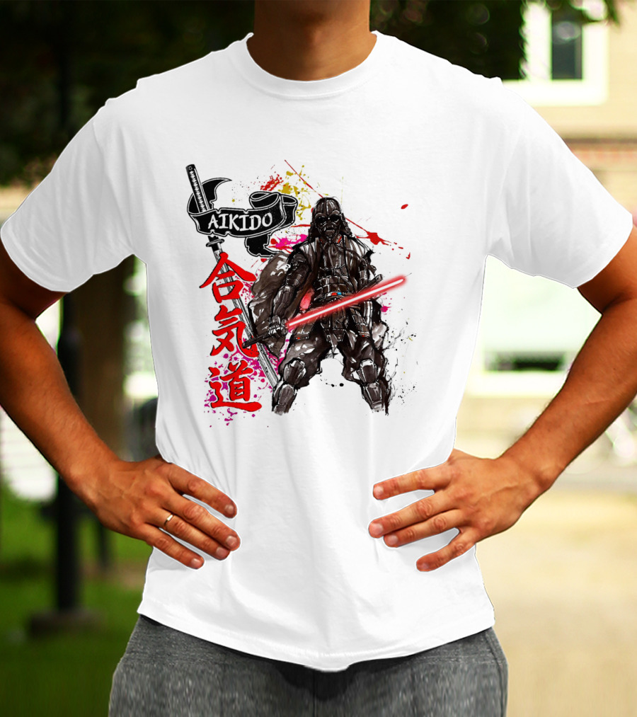 Aikido Samurai Darth Vader Star Wars Lightsaber Fusion T-Shirt