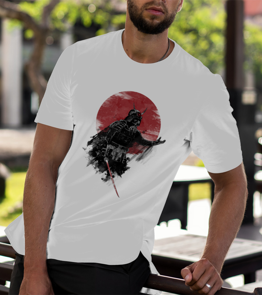 Come To Samurai Side Darth Vader Star Wars Red Sun Dark Armor Samurai Helmet With Lightsaber T-Shirt