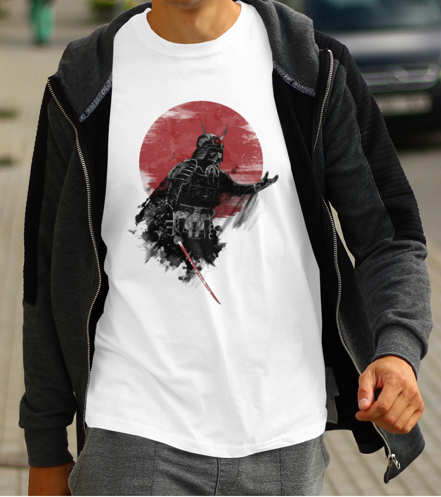 Come To Samurai Side Darth Vader Star Wars Red Sun Dark Armor Samurai Helmet With Lightsaber T-Shirt