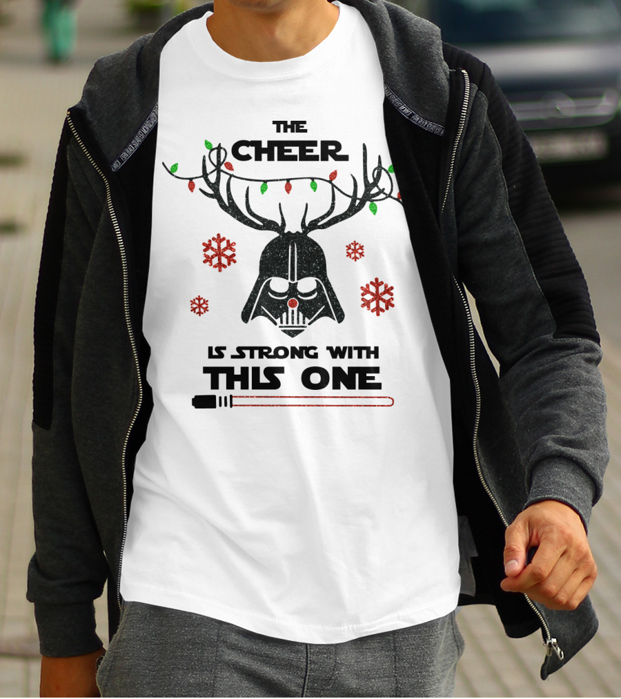 Darth Vader Christmas Cheer Glitter Star Wars Reindeer Lights Snowflakes T-Shirt